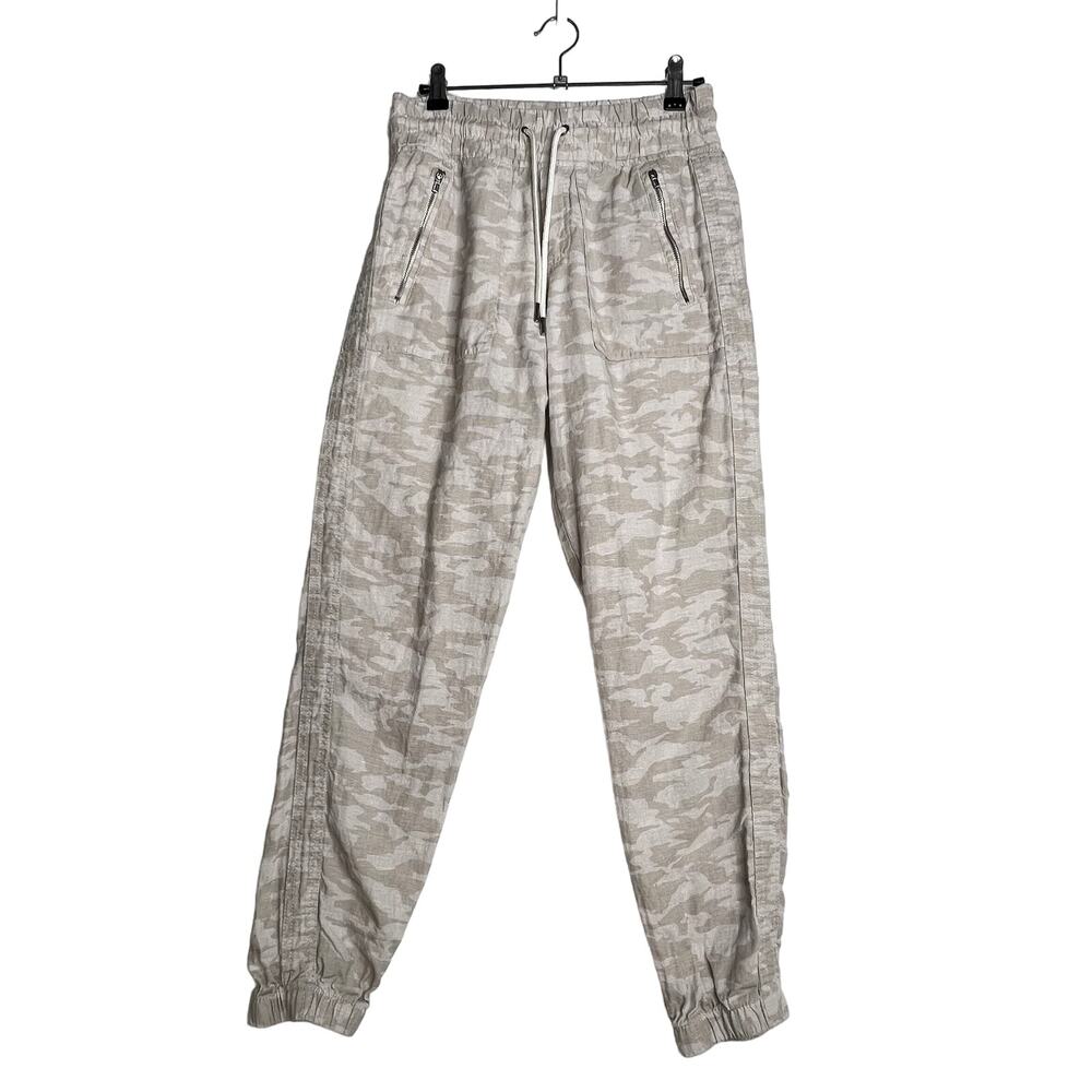 Athleta Cabo Linen Jogger Cream Tan Camo Womens 0